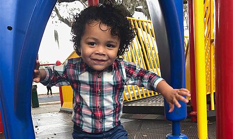 Baby Jeremy on a Slide