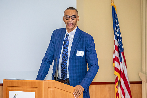 Colonel Will Gunn delivering the keynote speech