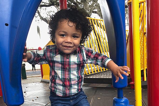 Baby Jeremy on a Slide